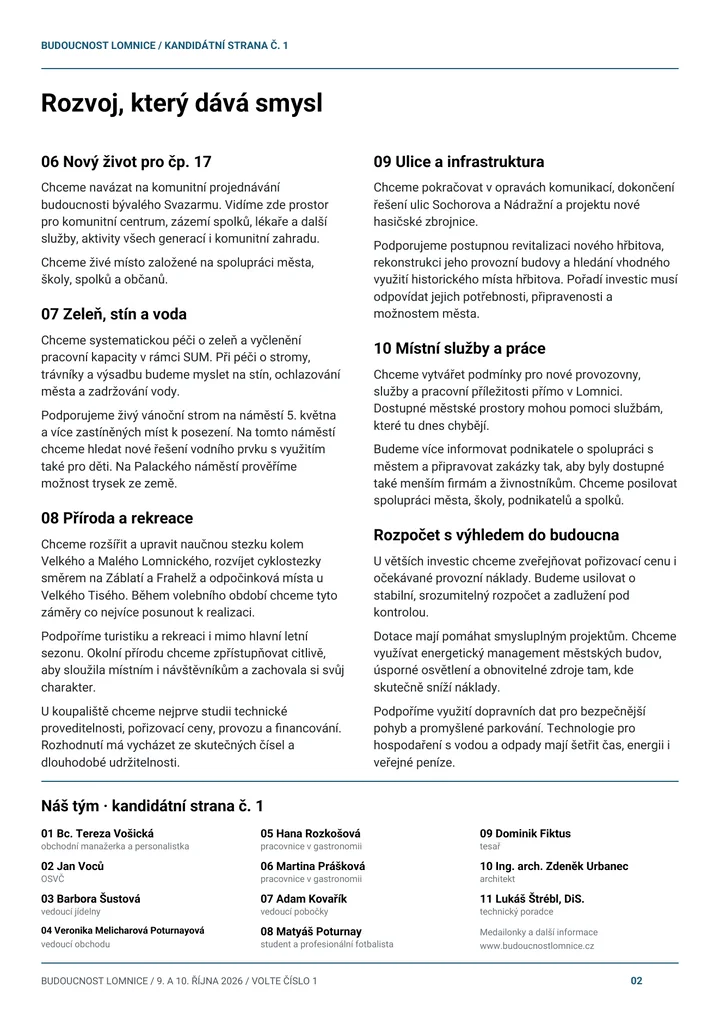 Náhled druhé strany programu v kostce